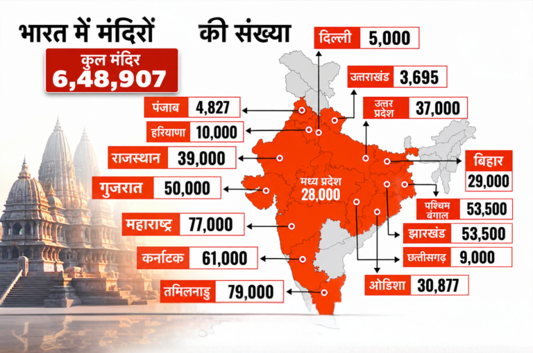 bharat mein mandiro ki sankhya